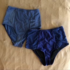 Lot of 2 Blue High waisted bathing suit bottoms